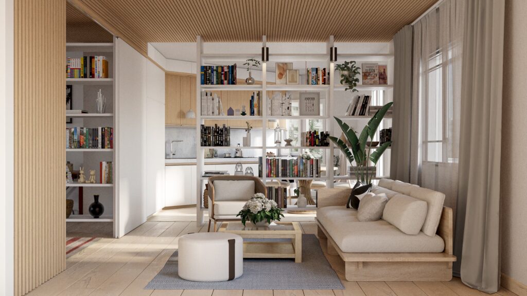 Render Sala de estar _ Apartamento Barcelona