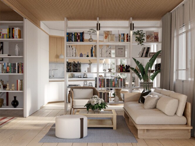 Render Sala de estar _ Apartamento Barcelona