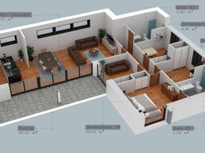 Plano 3d_ Vivienda 3D