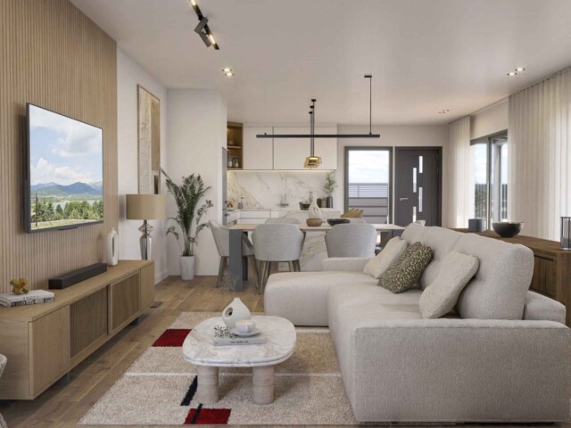 render-salon-comedor-integrado-chalet-lujo-madrid Infografía 3D de salón comedor integrado con cocina de diseño en un chalet de lujo en Navacerrada, Madrid